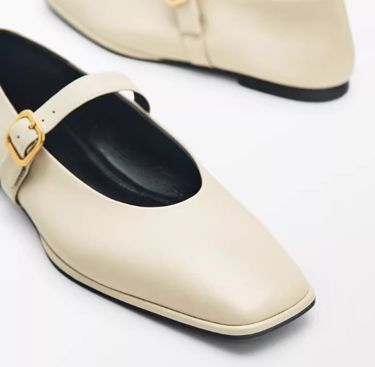 Genuine Leather Square-toe Flat Shoes For Women With Shallow Mouth And Single Strap photo 2