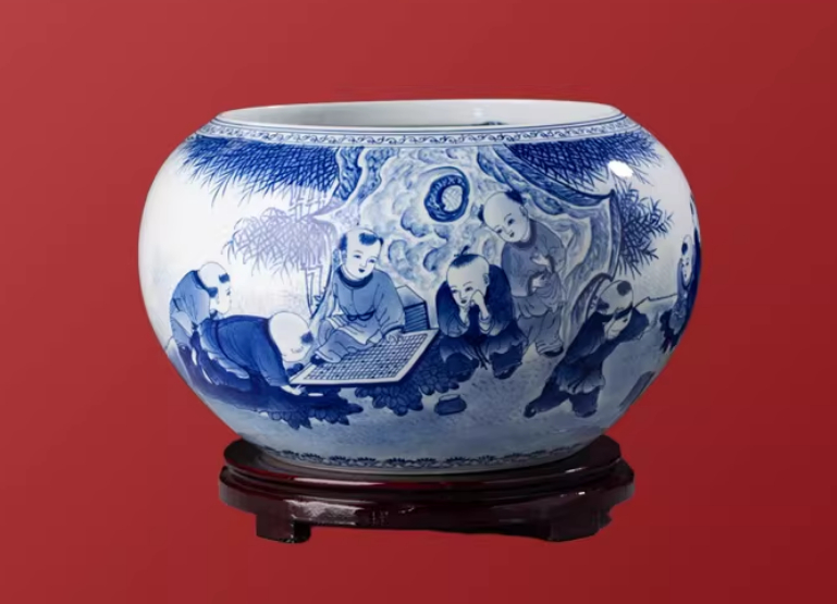 Hand-Painted Blue-and-White Treasure Basin Living Room Decorative Piece photo 7