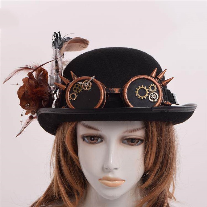 Lolita Dark-style Vintage Glasses And Feathered Hat Photo Prop photo 1