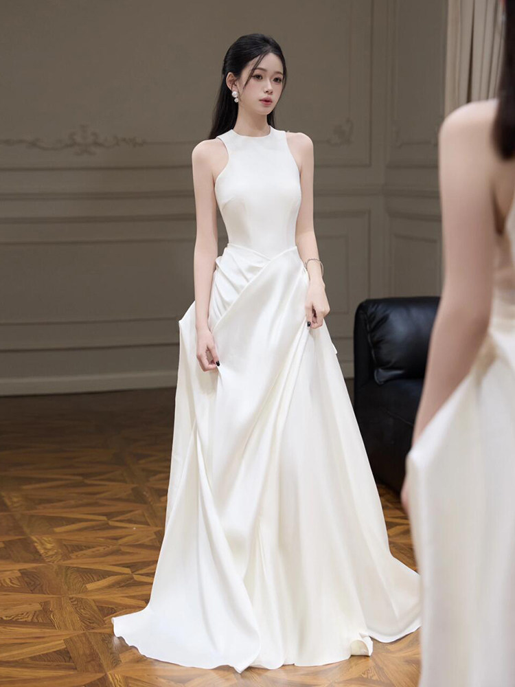 French-style Strapless Lightweight Wedding Dress Chic And Luxe Satin photo 4