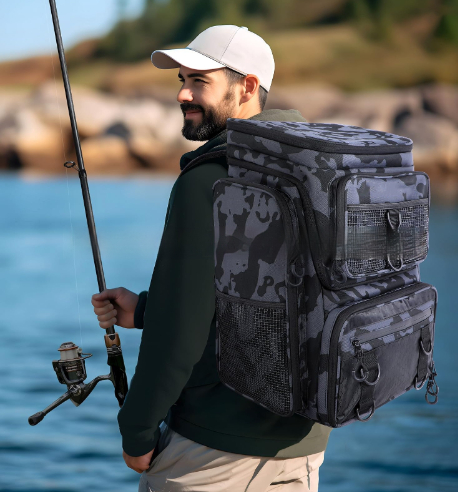Outdoor Multi-Functional Fishing Tackle Bag Fish Rod Storage Backpack photo 4