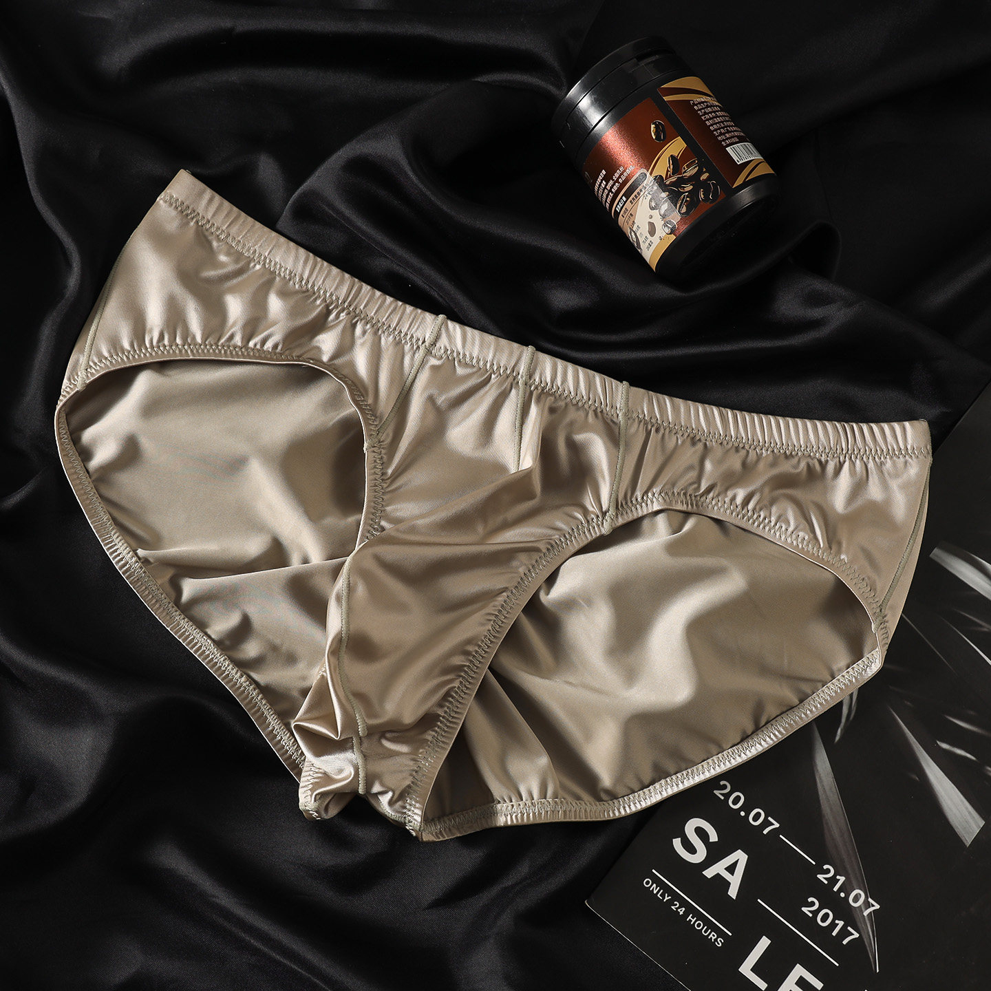 Satin-gloss Crinkled Hip-defining Sexy Mens Briefs photo 1