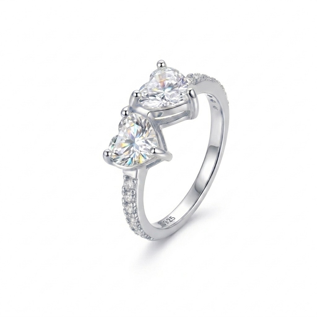 Sterling Silver Ring With A Heart-shaped Moissanite For Women photo 2