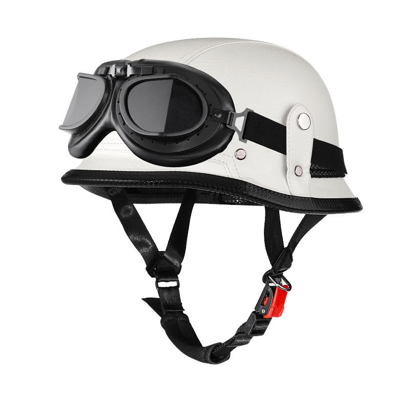 Retro-style PU Leather Motorcycle Helmet photo 4