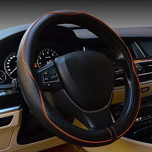 Embossed All-Season Universal Leather Steering Wheel Cover photo 4