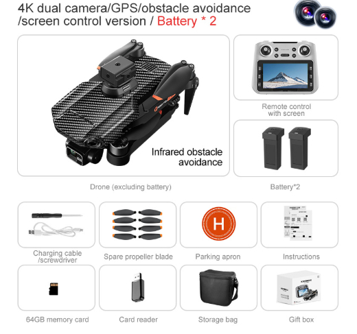 4K Three-axis With Screen Control And Obstacle Avoidance For Aerial Photography photo 4