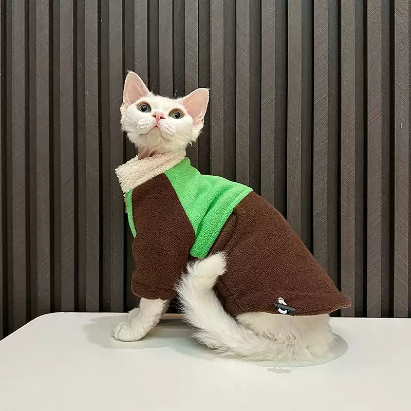 Double-layered Thickened Adjustable Fleece Coat For Hairless Cats Sphynx And Devon Rex photo 4