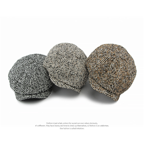 Hat Knitted Peaked British Retro Newsboy Cap photo 1