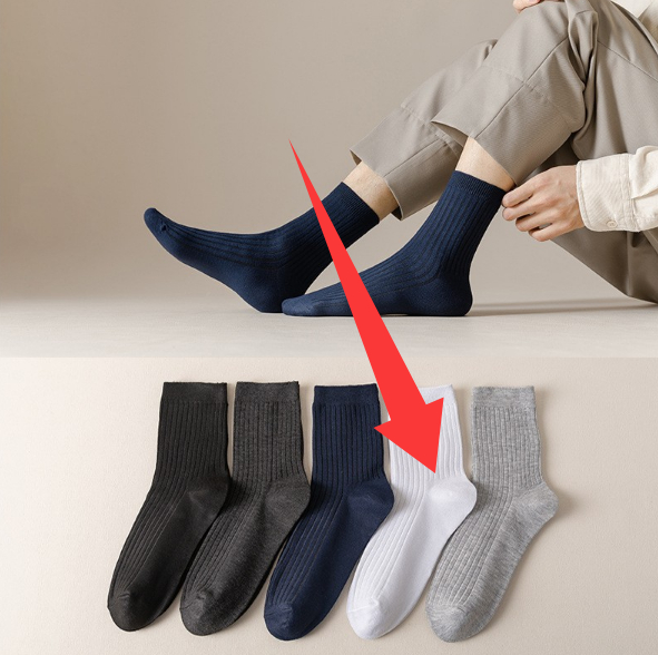 Mens Mid-Waist Solid-Color Cotton Long Socks For Autumn And Winter photo 3