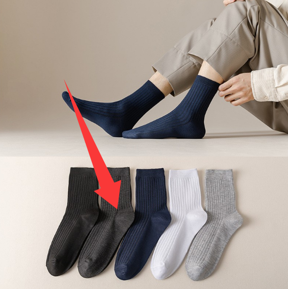 Mens Mid-Waist Solid-Color Cotton Long Socks For Autumn And Winter photo 5