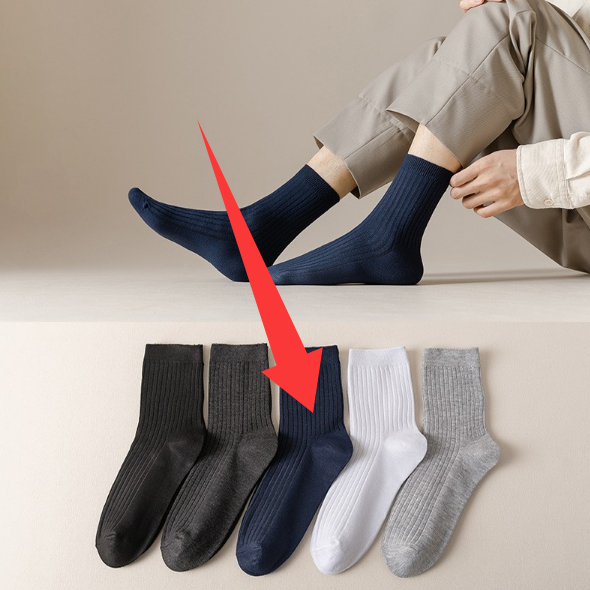 Mens Mid-Waist Solid-Color Cotton Long Socks For Autumn And Winter photo 6