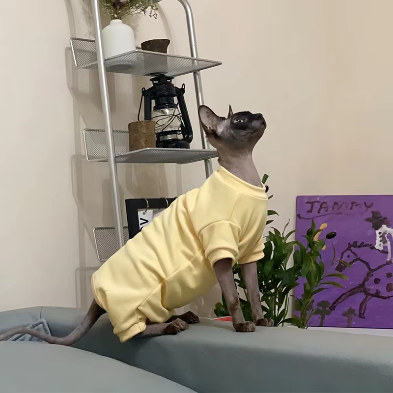 Sphynx Cat Four-legged Pajamas Soft Fleece Warm Jumpsuit Winter Clothing For Hairless Cats Kittens Devon Rex photo 6