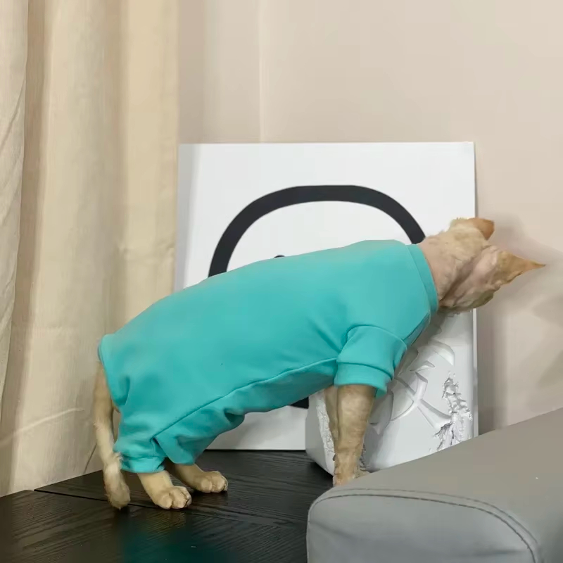 Sphynx Cat Four-legged Pajamas Soft Fleece Warm Jumpsuit Winter Clothing For Hairless Cats Kittens Devon Rex photo 3