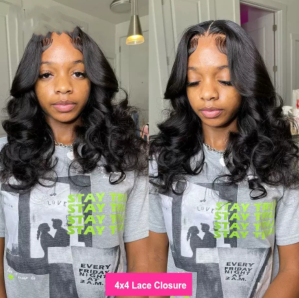 Body Wave 4x4 Transparent Lace Front Bob Wig 13x4 Human Hair photo 2
