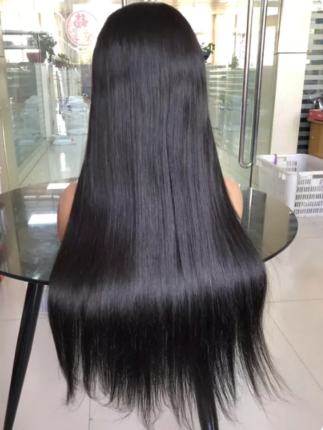 Long Straight Human Hair Full Lace Wig Can Be Tied Curled Or Dyed Wig Cap Style photo 2