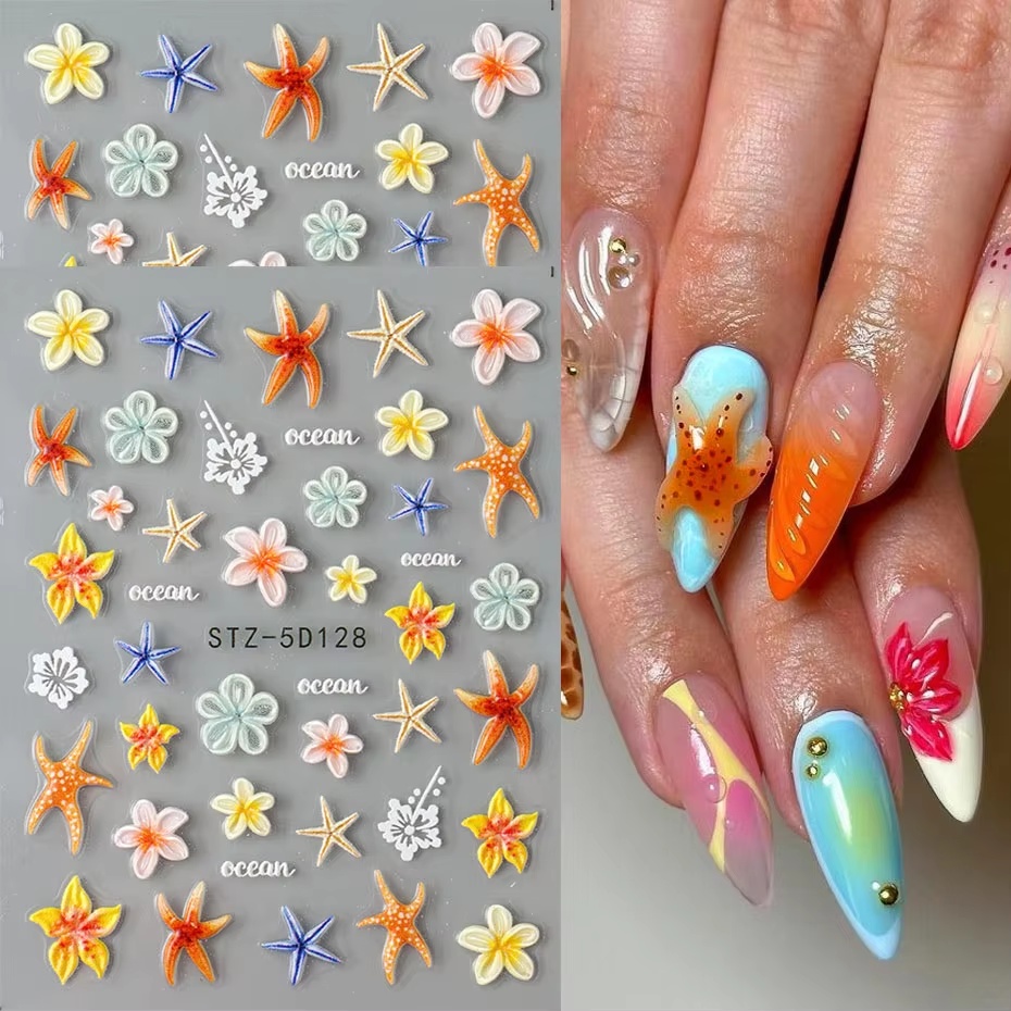 Ins-style Embossed 3D Adhesive Nail Stickers photo 1