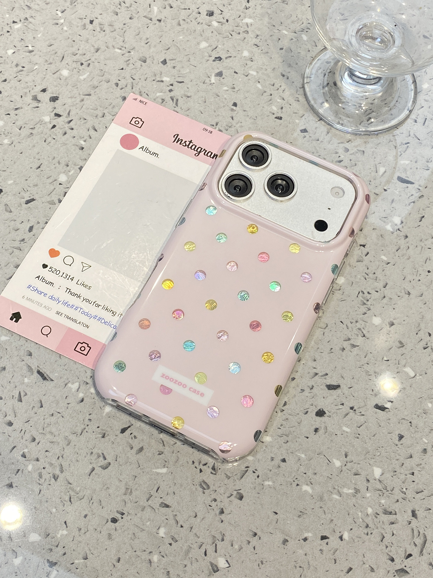 Cream-colored Powder-gold Polka-dot Phone Case photo 5