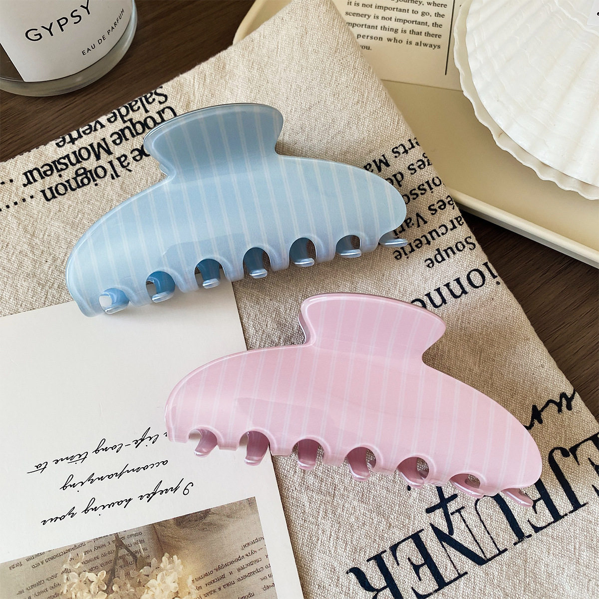 Personalized Striped Acetate Hair Clip For Women photo 1