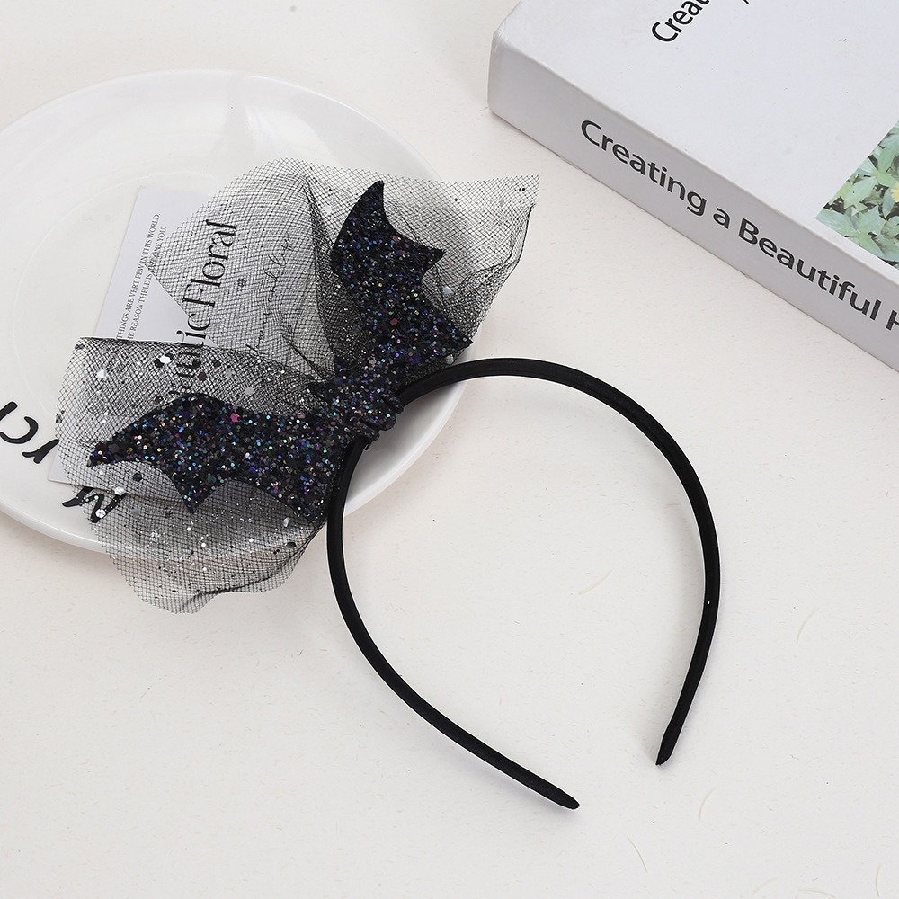 Dark-style Headband Cute Screaming Ghost Feathered Black Bat photo 5