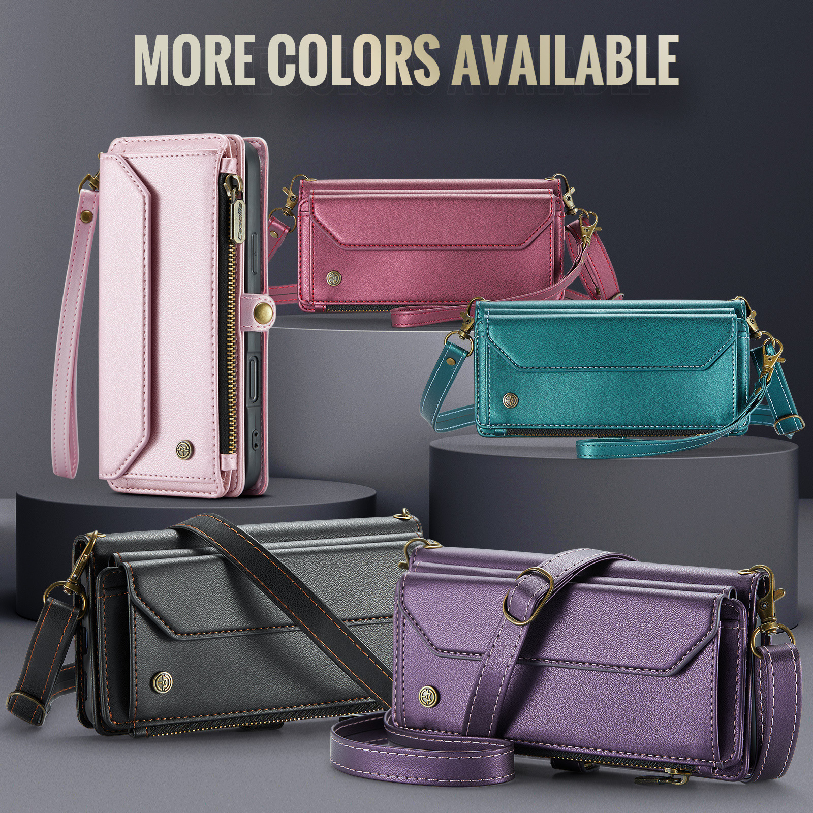 Multifunctional Solid-color Zippered Wallet Phone Case photo 1