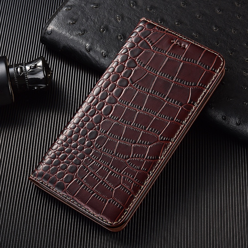 Top-layer Genuine Leather Crocodile-pattern Flip Phone Case photo 5