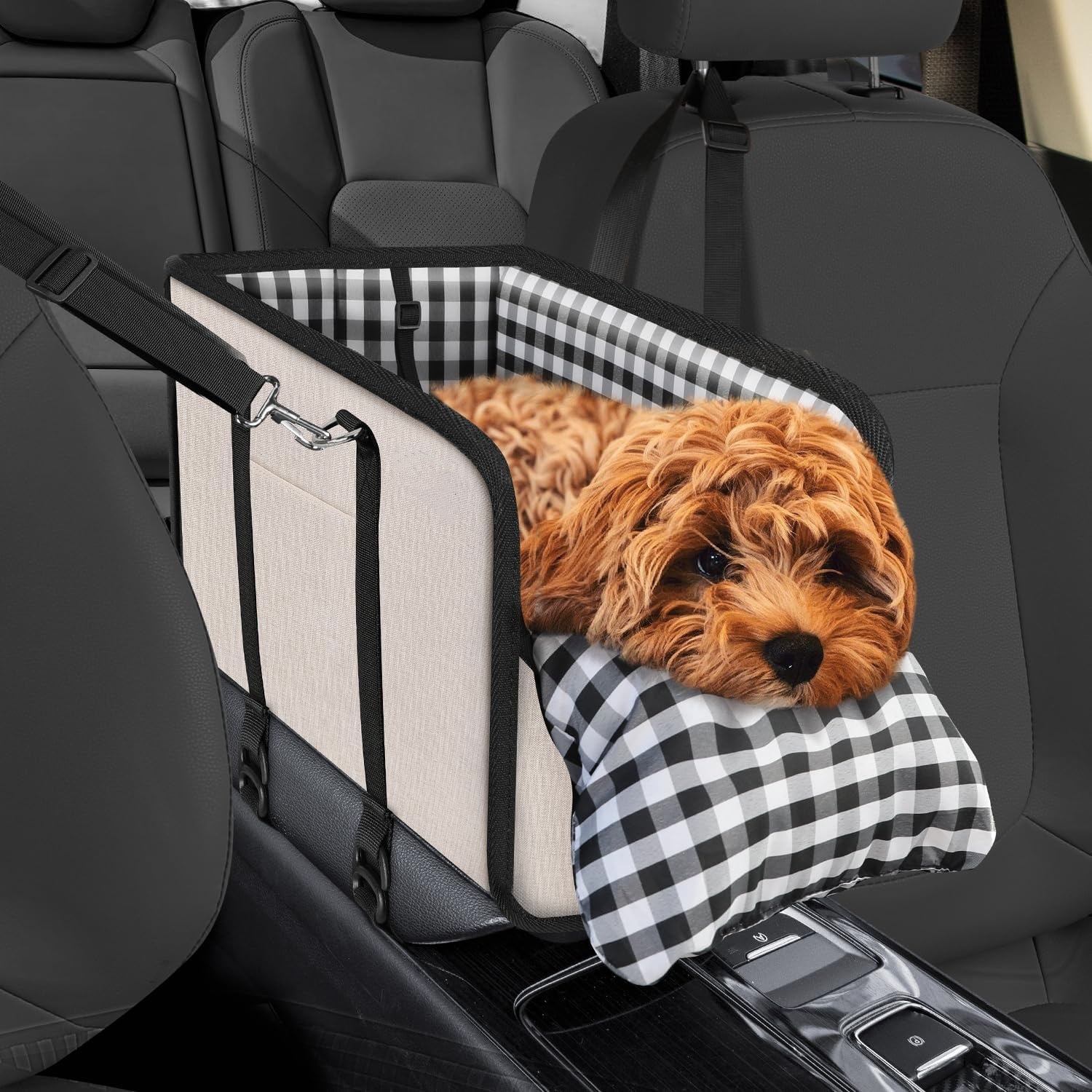 Plaid Pet Car Seat With Cushion photo 3