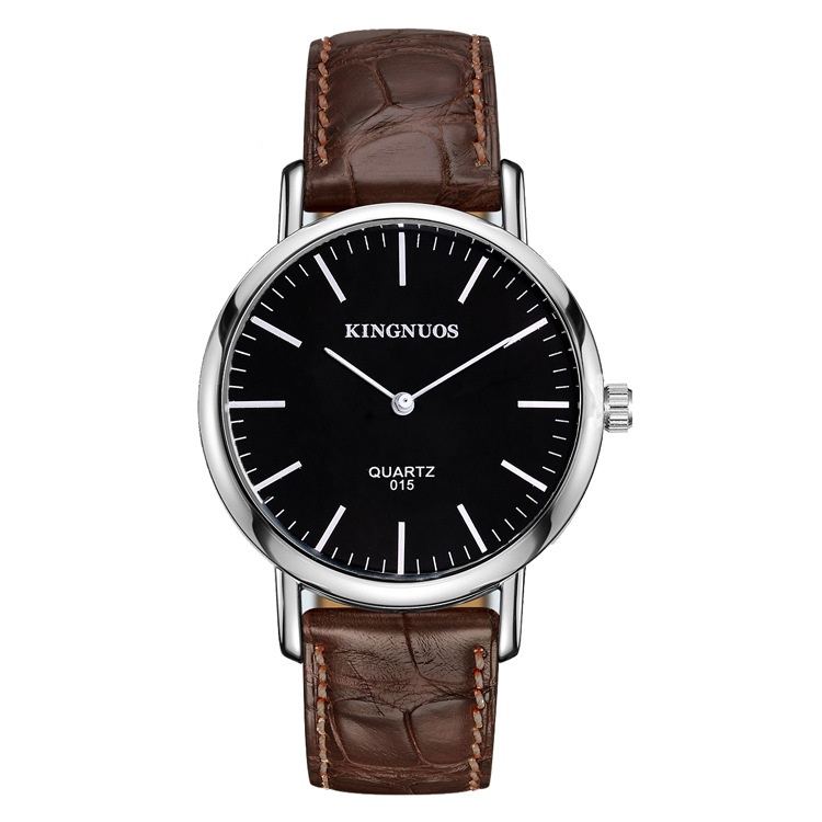 Stylish And Minimalist Two-hand Leather-strap Watch For Men And Women photo 3