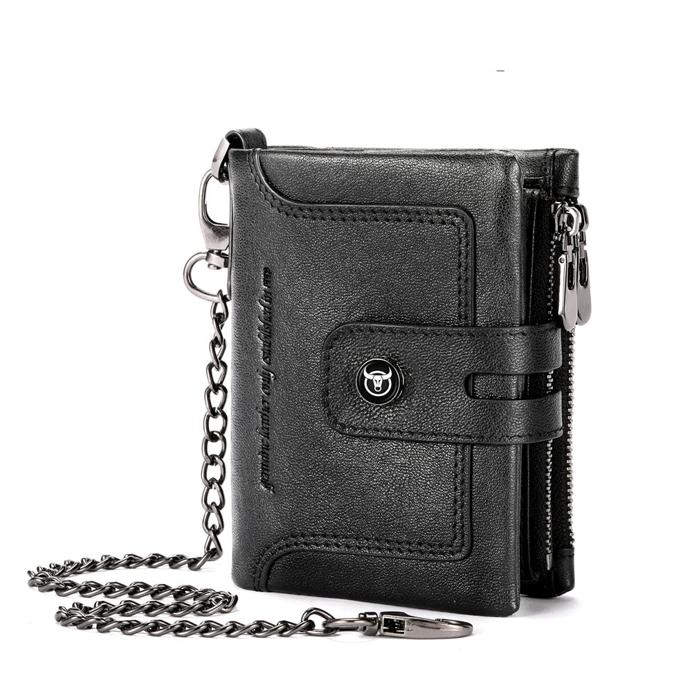Zipper-top Buckle Genuine Leather Mens Wallet photo 2