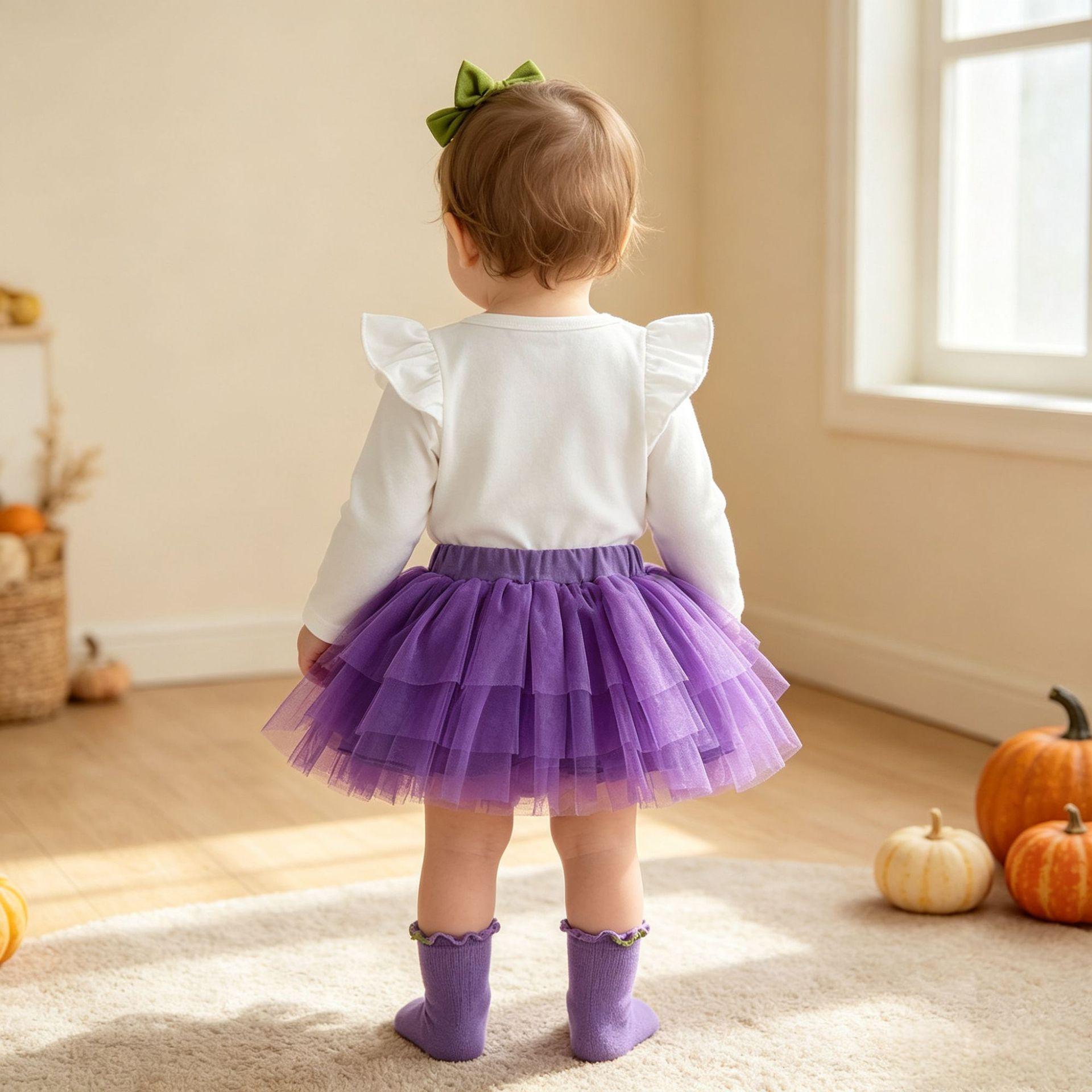 Girls Halloween Long-Sleeve Romper Tulle Skirt Set photo 6