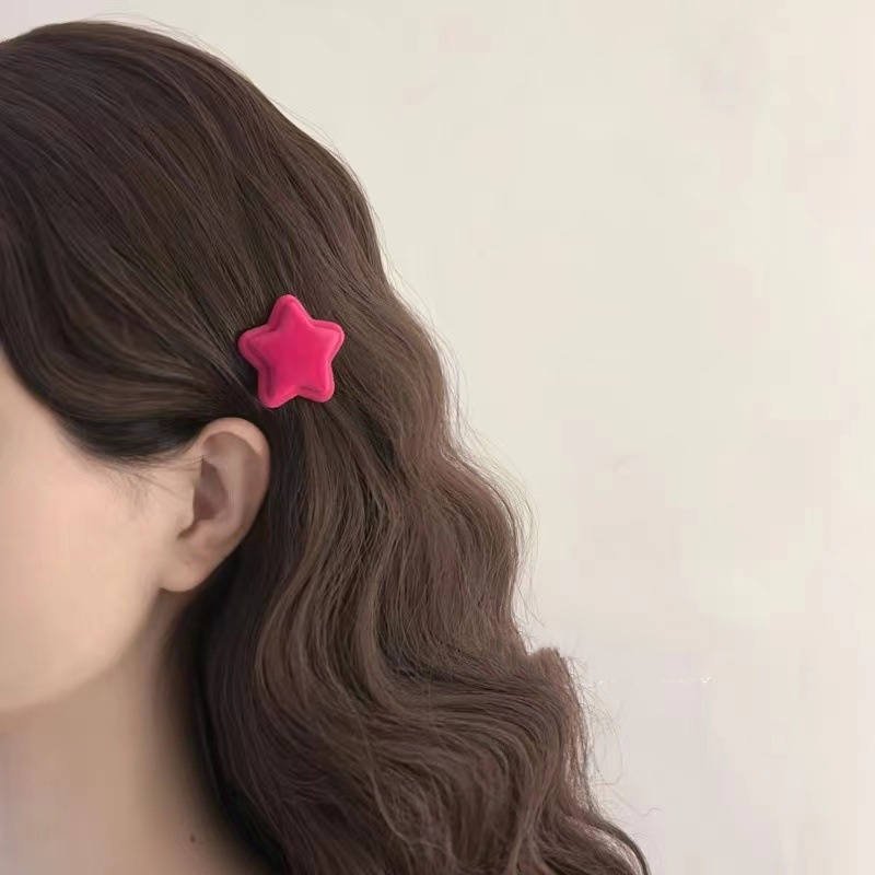 AutumnWinter Cozy Flock finished Small Five pointed Star Hair Clip photo 1