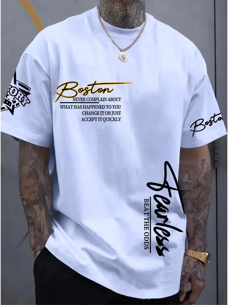 Mens Round-neck Casual Printed Short-sleeve Shirt photo 2