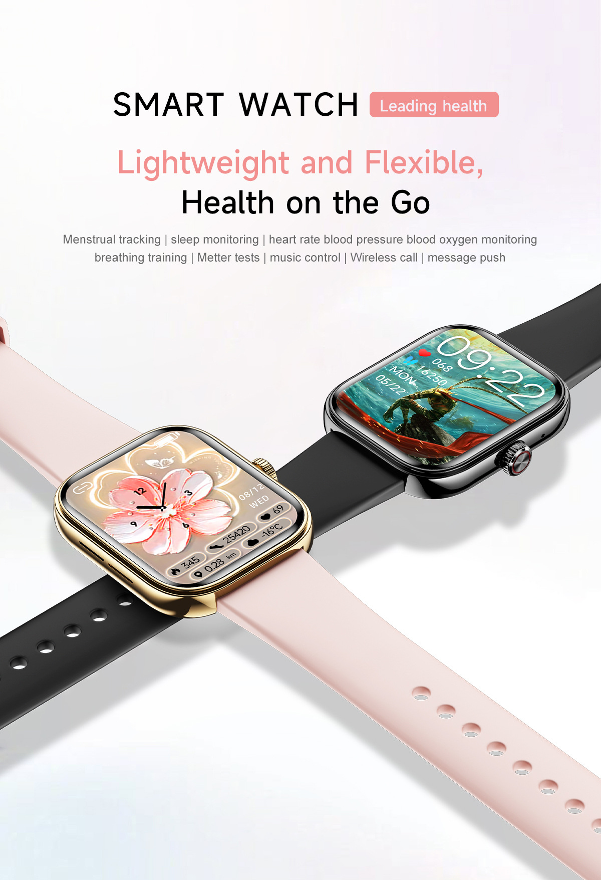 Womens Square-Shape Blood Sugar Monitoring Smartwatch photo 2