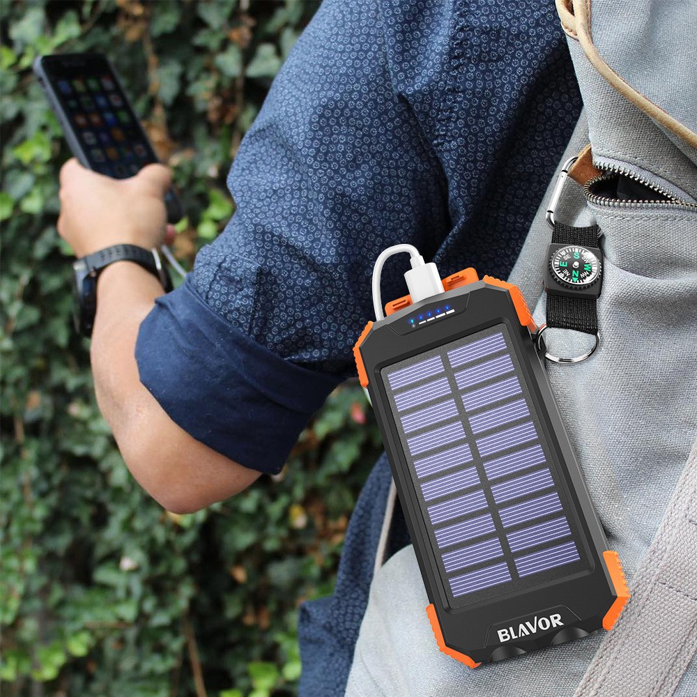 Solar-Powered Wireless Power Bank, 10,000 MAh, IP66 Waterproof Charger, Portable Outdoor Emergency Mobile Power Source photo 1