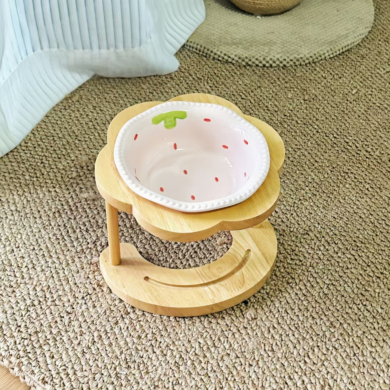 Ceramic Elevated Wooden Stand Pet Bowl Tip-resistant photo 7