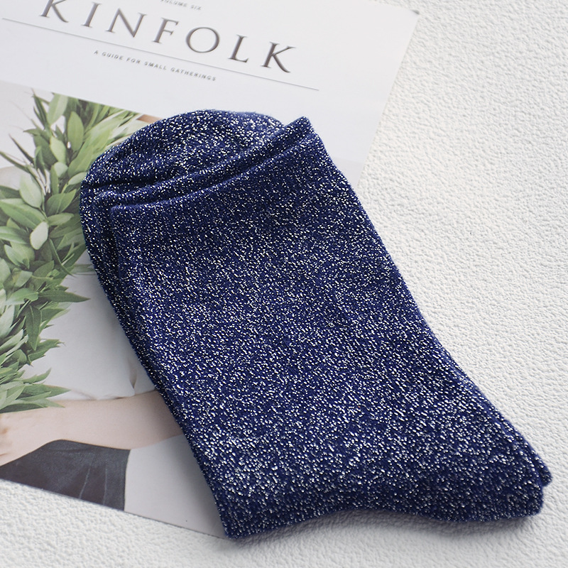 Women's Glitter Ribbed Mid Calf Slouch Socks photo 4
