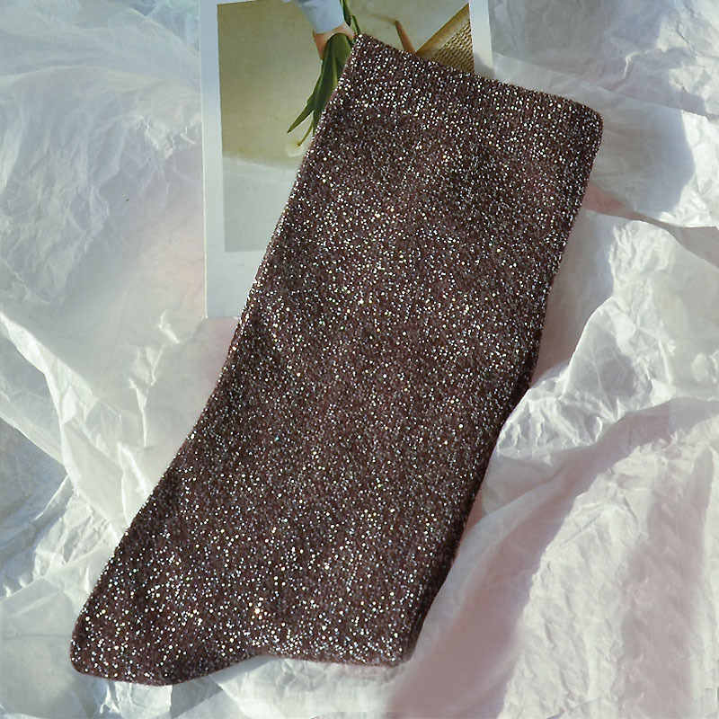 Women's Glitter Ribbed Mid Calf Slouch Socks photo 5