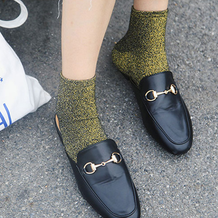 Women's Glitter Ribbed Mid Calf Slouch Socks photo 7
