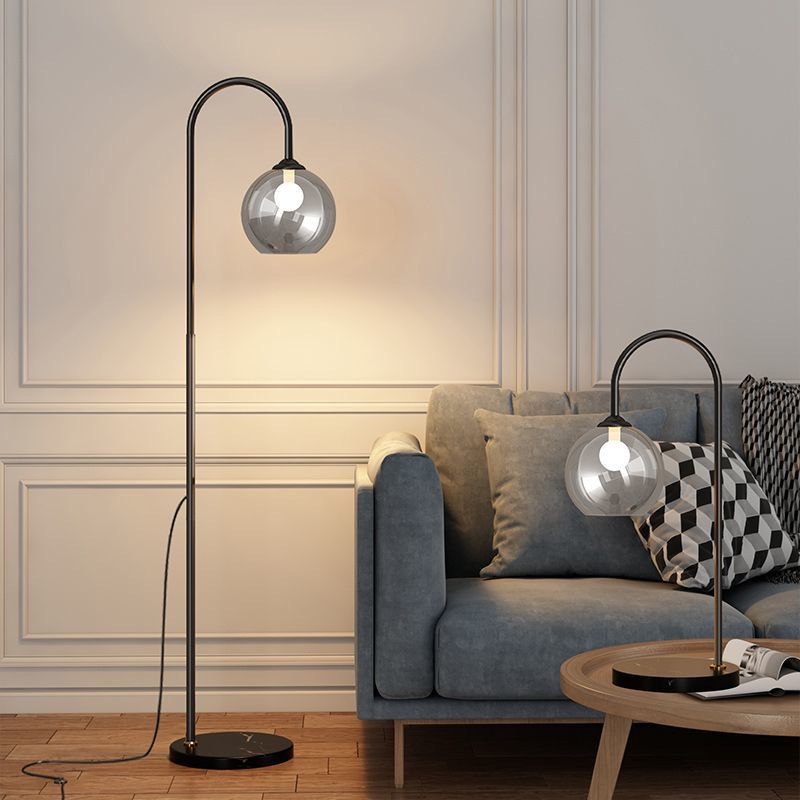 Ribbed Glass Lampshade Modern Floor Lamp For Bedroom And Study photo 3