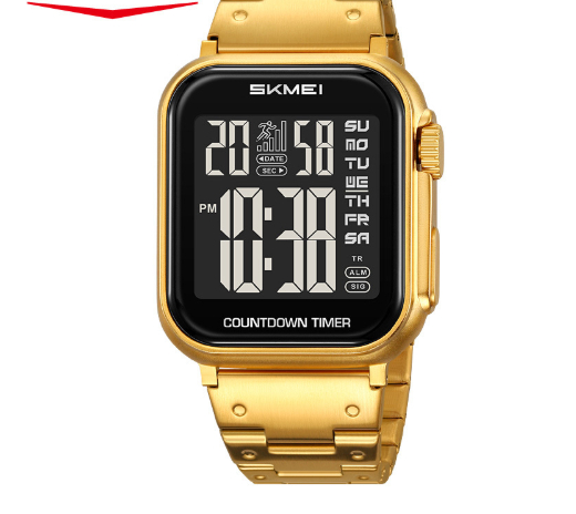 Mens Fashionable Steel-band Watch With Alarm Dual Time Waterproof And A Square Digital Display photo 6