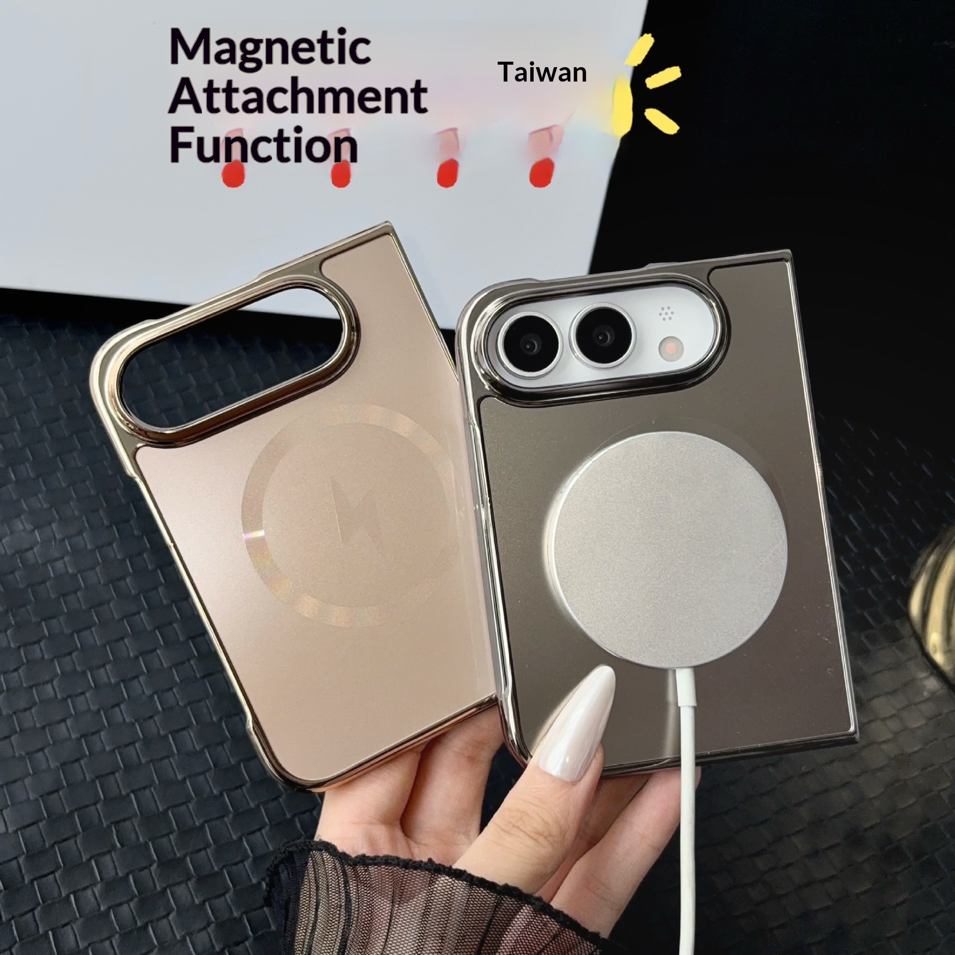 Matte Glitter Magnetic Suction Foldable Drop-proof Phone Case photo 3