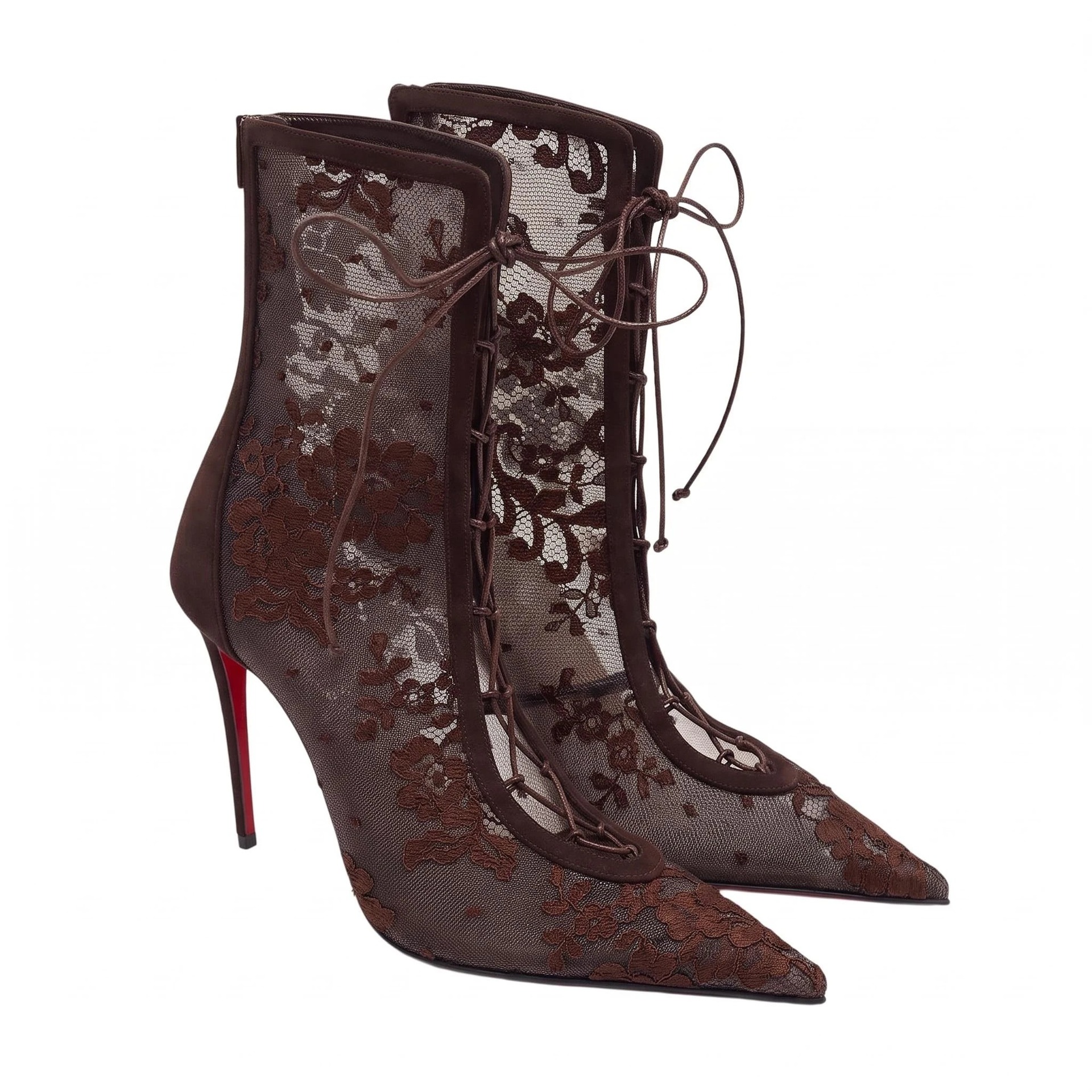 Sexy Sheer High-heeled Lace-up Ankle Boots photo 4