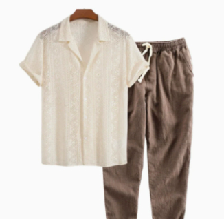 Printed Loose Short Sleeve Shirt Trousers Suit Men's Casual Suit photo 2