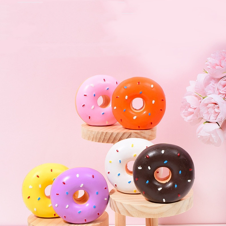 Pet Latex Toy Multi-color Realistic Donut Shape photo 1