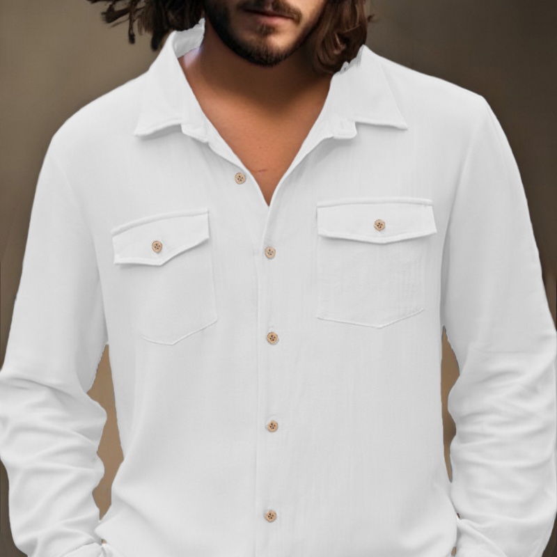 Men's Spring And Autumn Casual Long-Sleeved Shirt photo 1