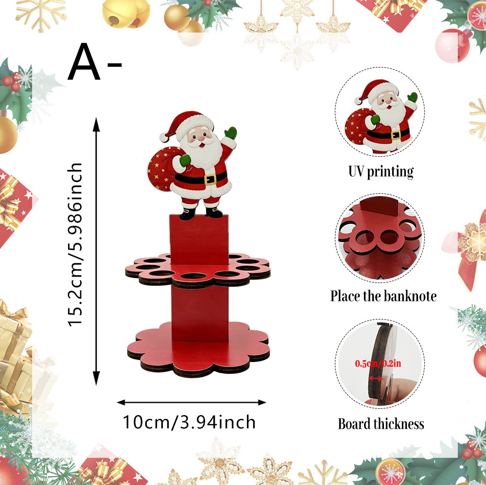 Wooden Christmas Santa Snowman Money Saving Table Decor photo 2
