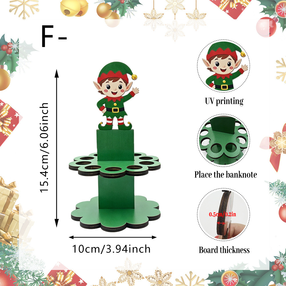 Wooden Christmas Santa Snowman Money Saving Table Decor photo 7