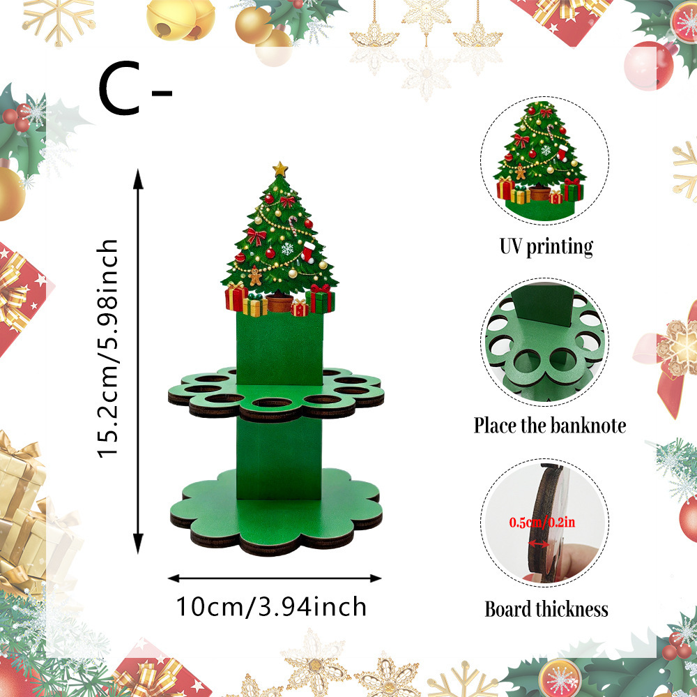 Wooden Christmas Santa Snowman Money Saving Table Decor photo 4