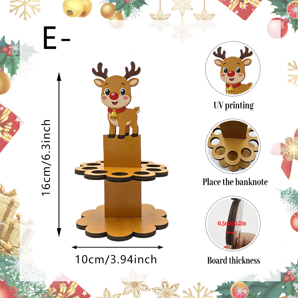 Wooden Christmas Santa Snowman Money Saving Table Decor photo 6