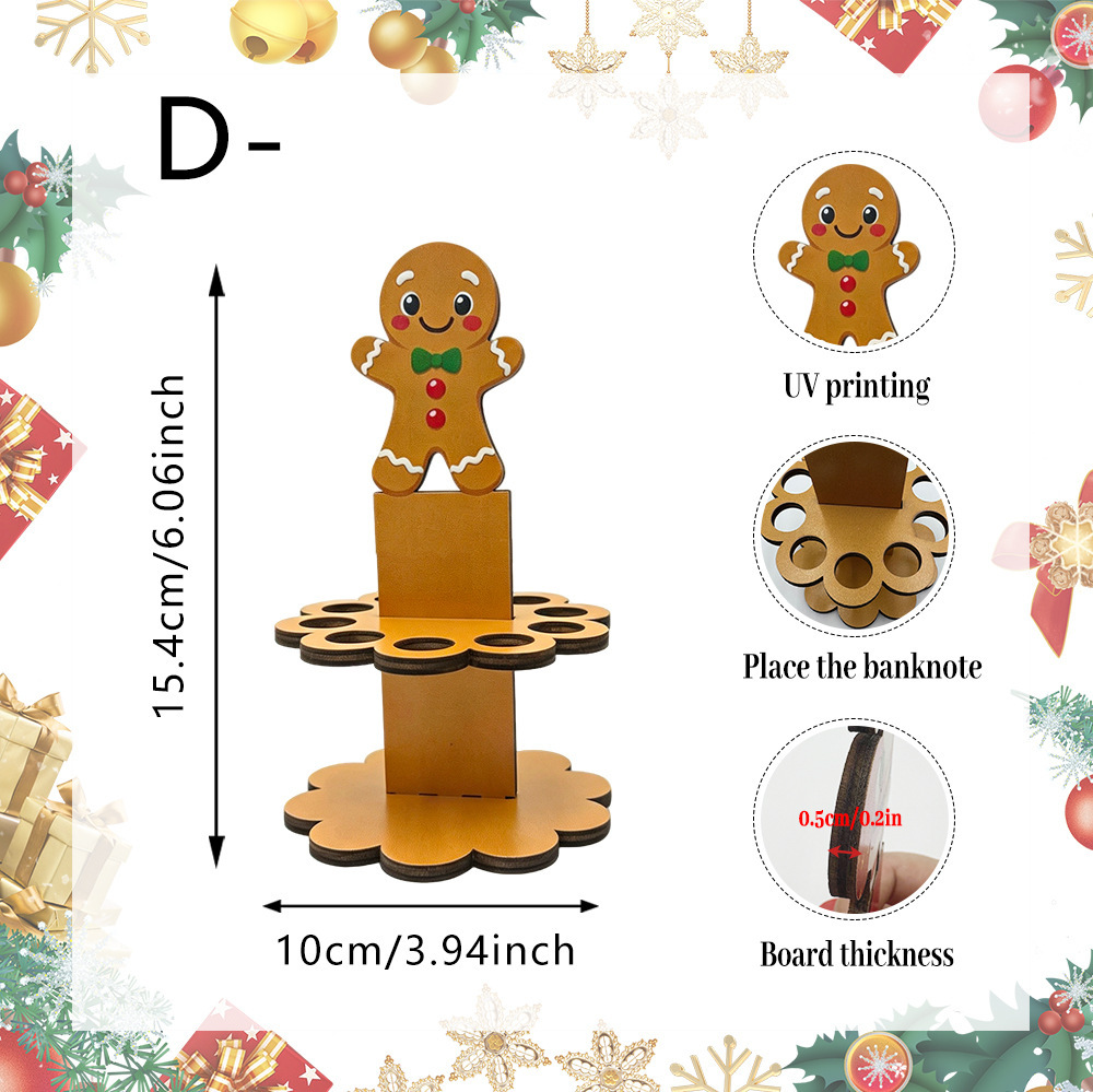 Wooden Christmas Santa Snowman Money Saving Table Decor photo 5