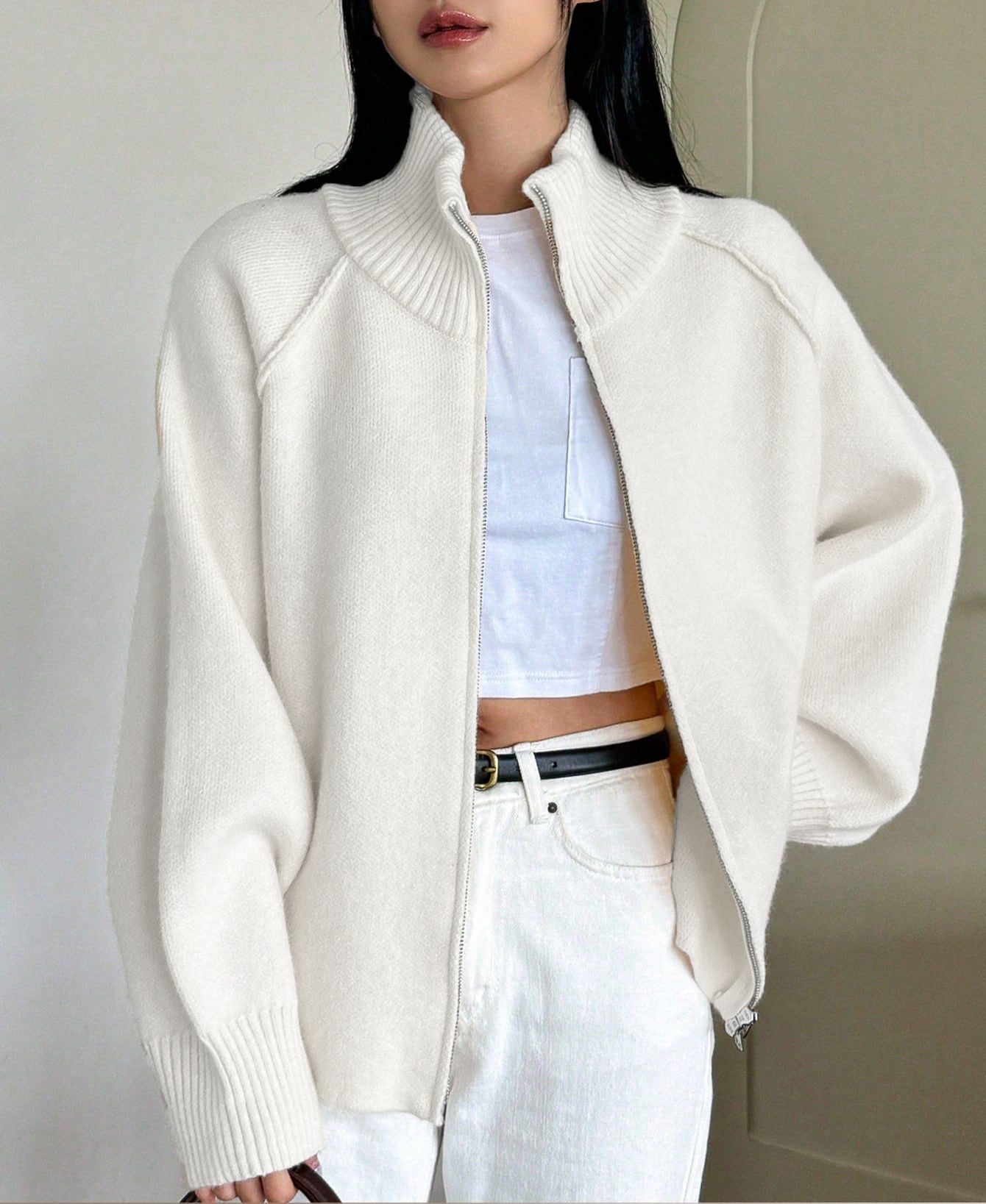 Solid Color Relaxed Style Sweater Coat photo 3